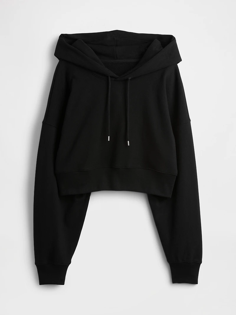 French Terry Oversized Crop Hoodie