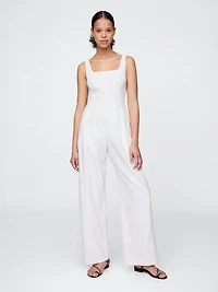 Linen-Blend Seamed Jumpsuit