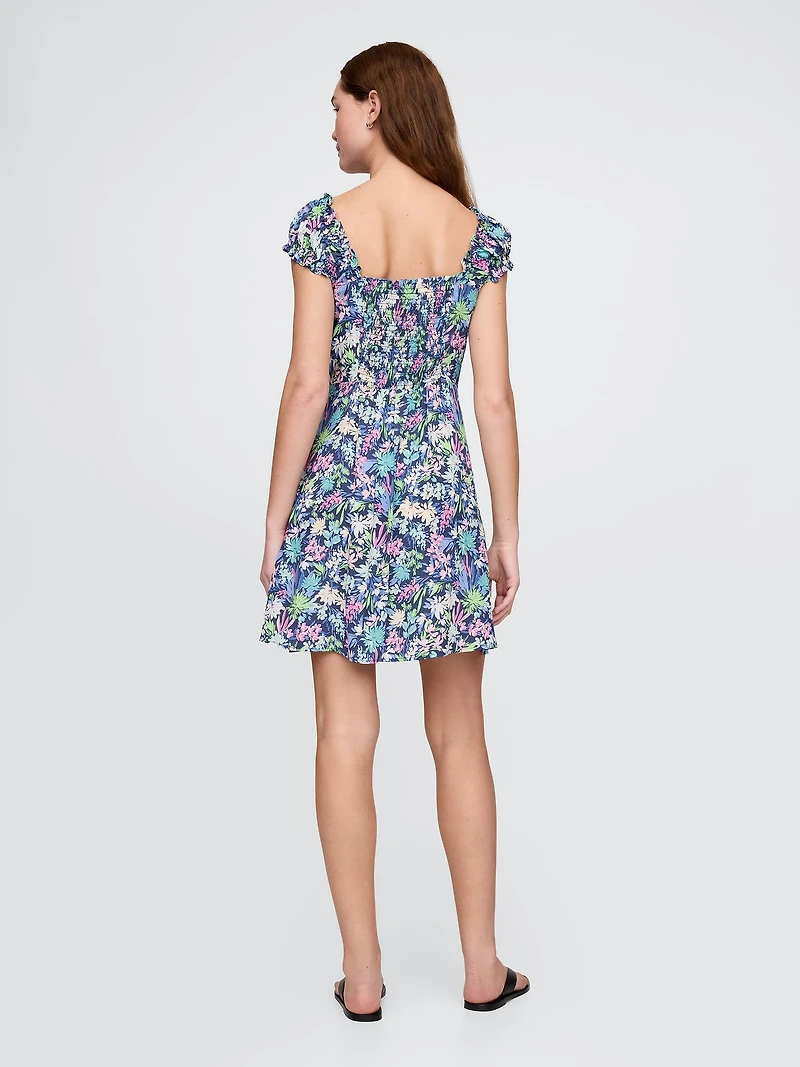 Puff-Sleeve Sweetheart Mini Dress