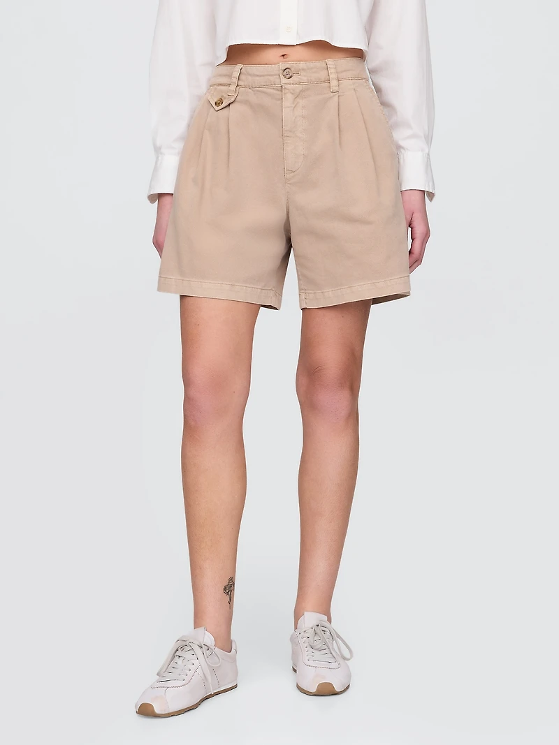 6" Mid Rise Twill Pleated Trouser Shorts