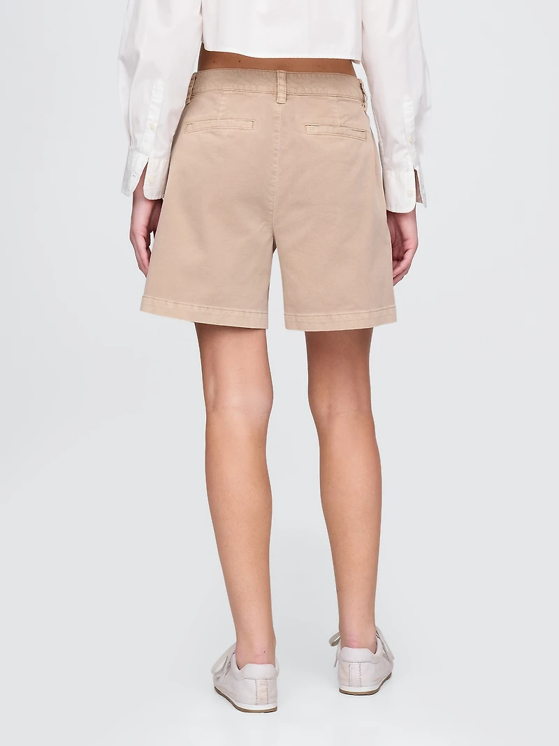 6" Mid Rise Twill Pleated Trouser Shorts