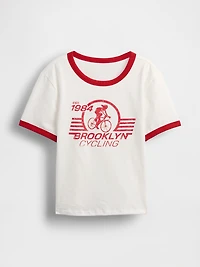 Cotton Jersey Graphic Shrunken T-Shirt