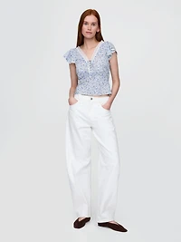 Lace-Trim Floral Top