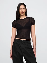 Sheer Rib Sweater T-Shirt