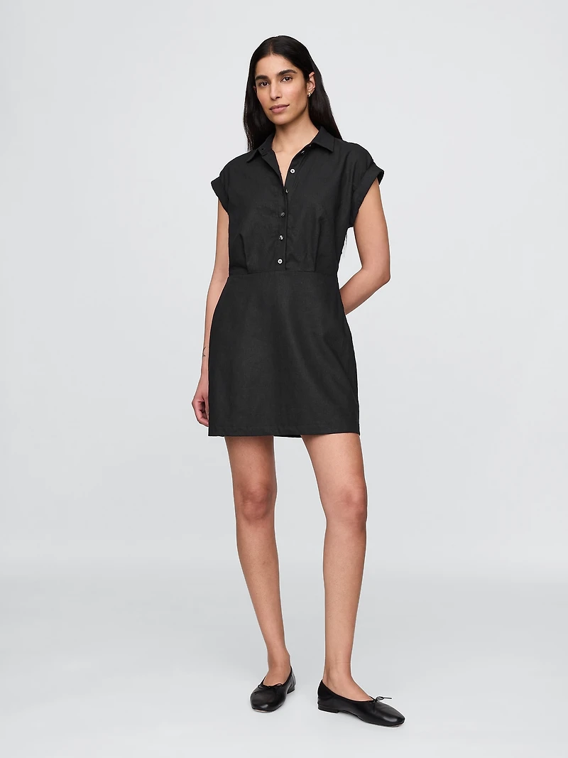Linen-Blend Shirtdress