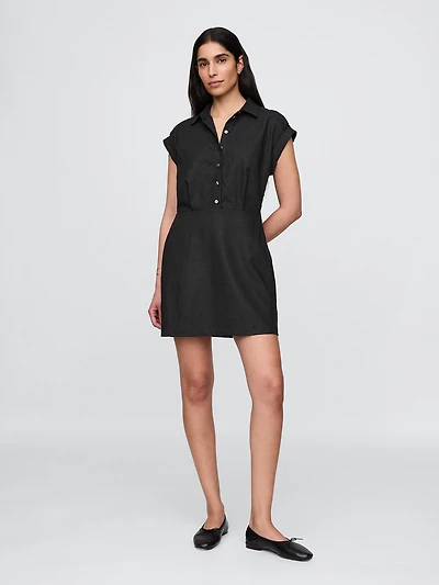 Linen-Blend Shirtdress