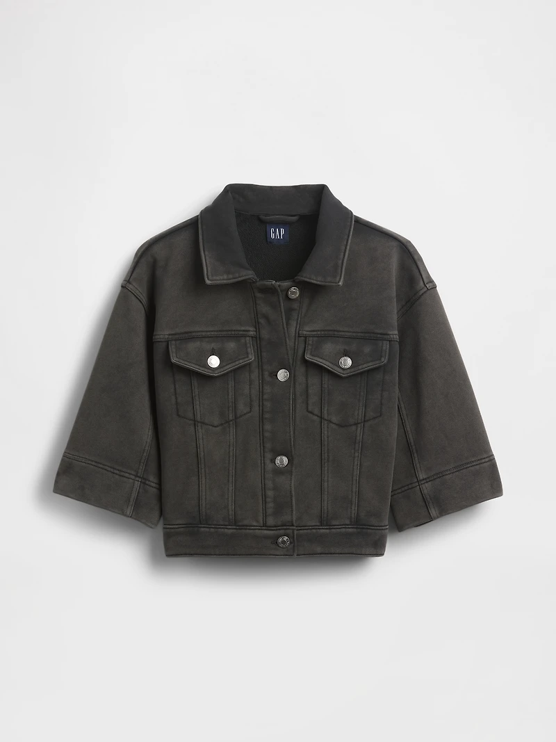 Heavyweight French Terry Denim Crop Jacket
