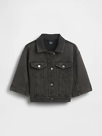 Heavyweight French Terry Denim Crop Jacket