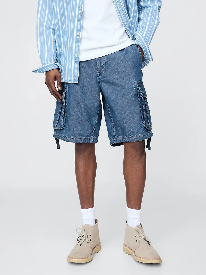 11" Baggy Denim Cargo Shorts