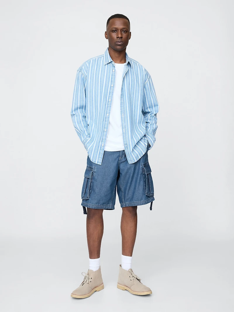 11" Baggy Denim Cargo Shorts