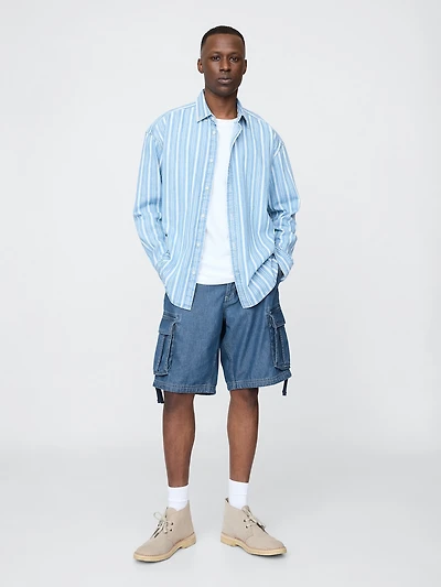 11" Baggy Denim Cargo Shorts