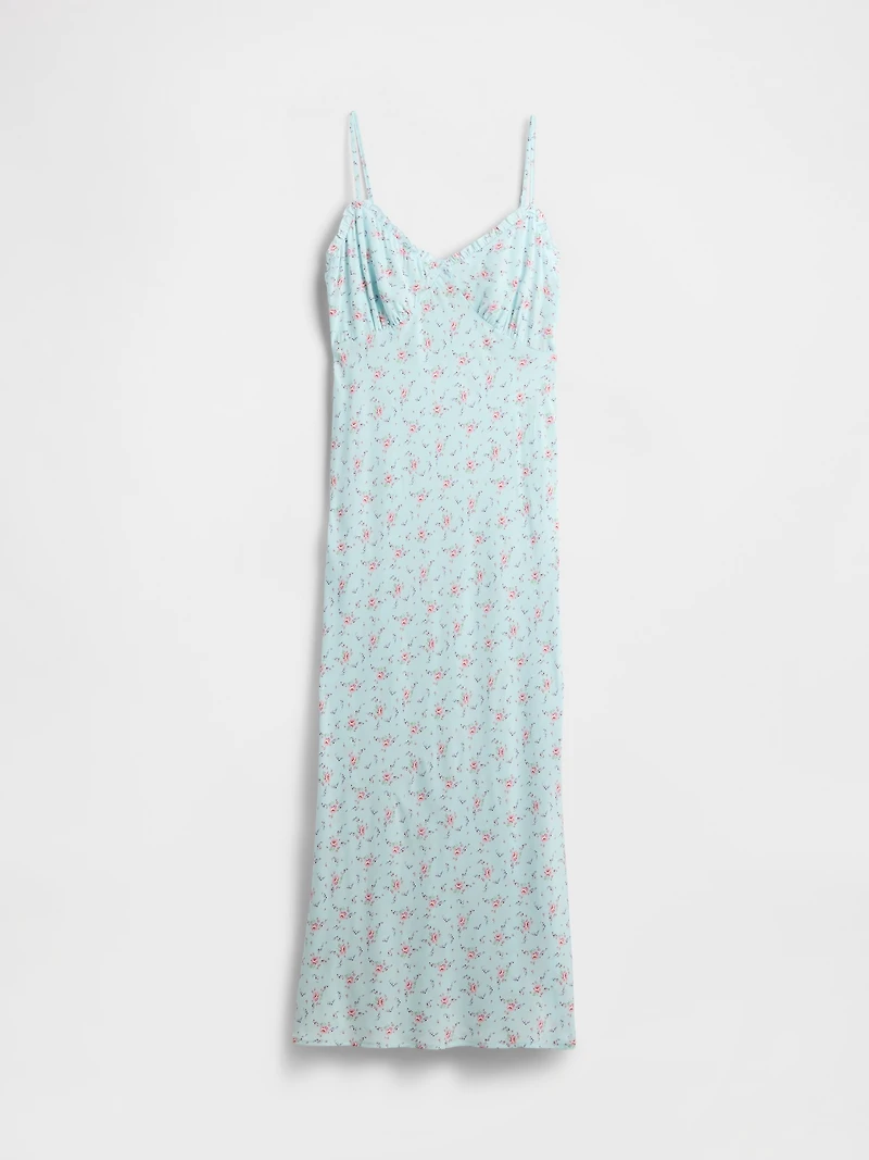 Ruffle-Trim Maxi Slip Dress