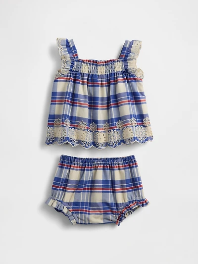 Baby Poplin Eyelet-Hem Outfit Set