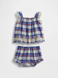 Baby Poplin Eyelet-Hem Outfit Set