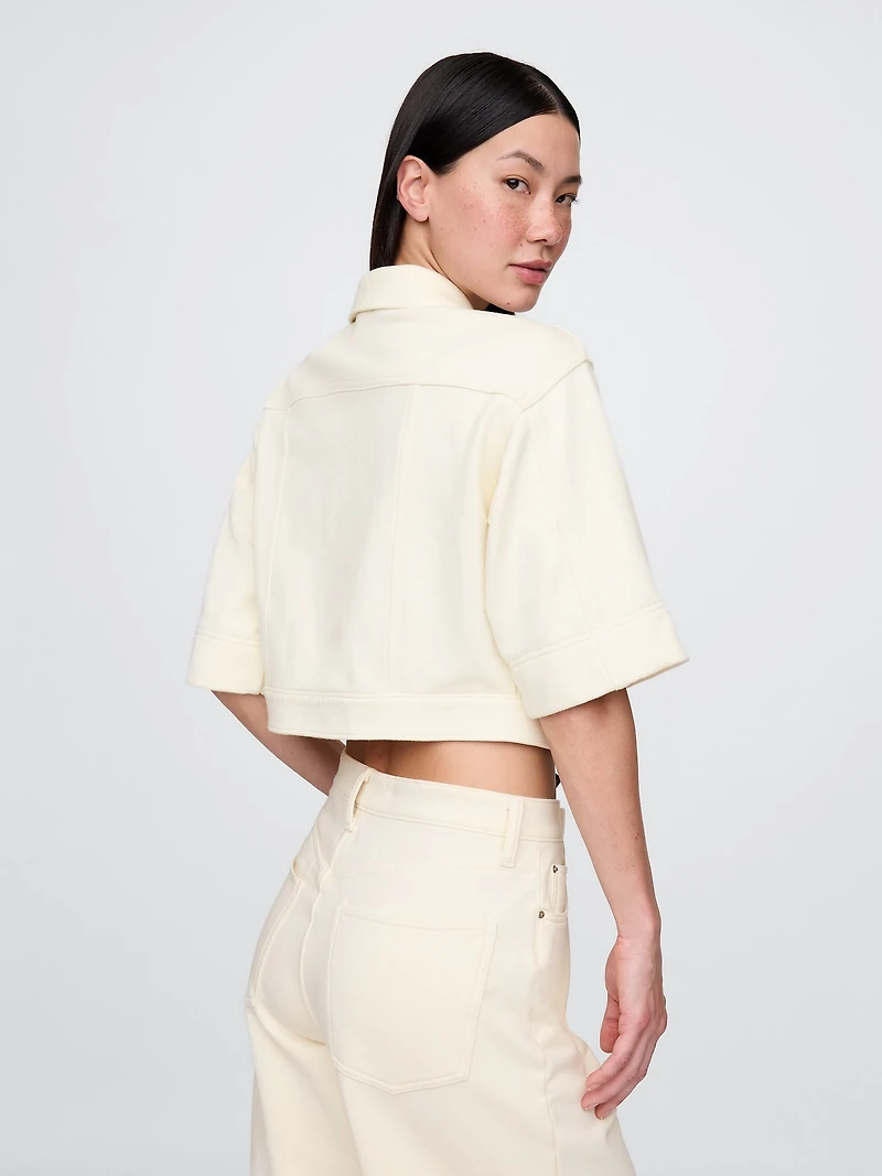 Heavyweight French Terry Denim Crop Jacket