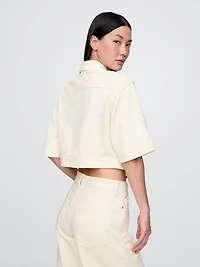 Heavyweight French Terry Denim Crop Jacket