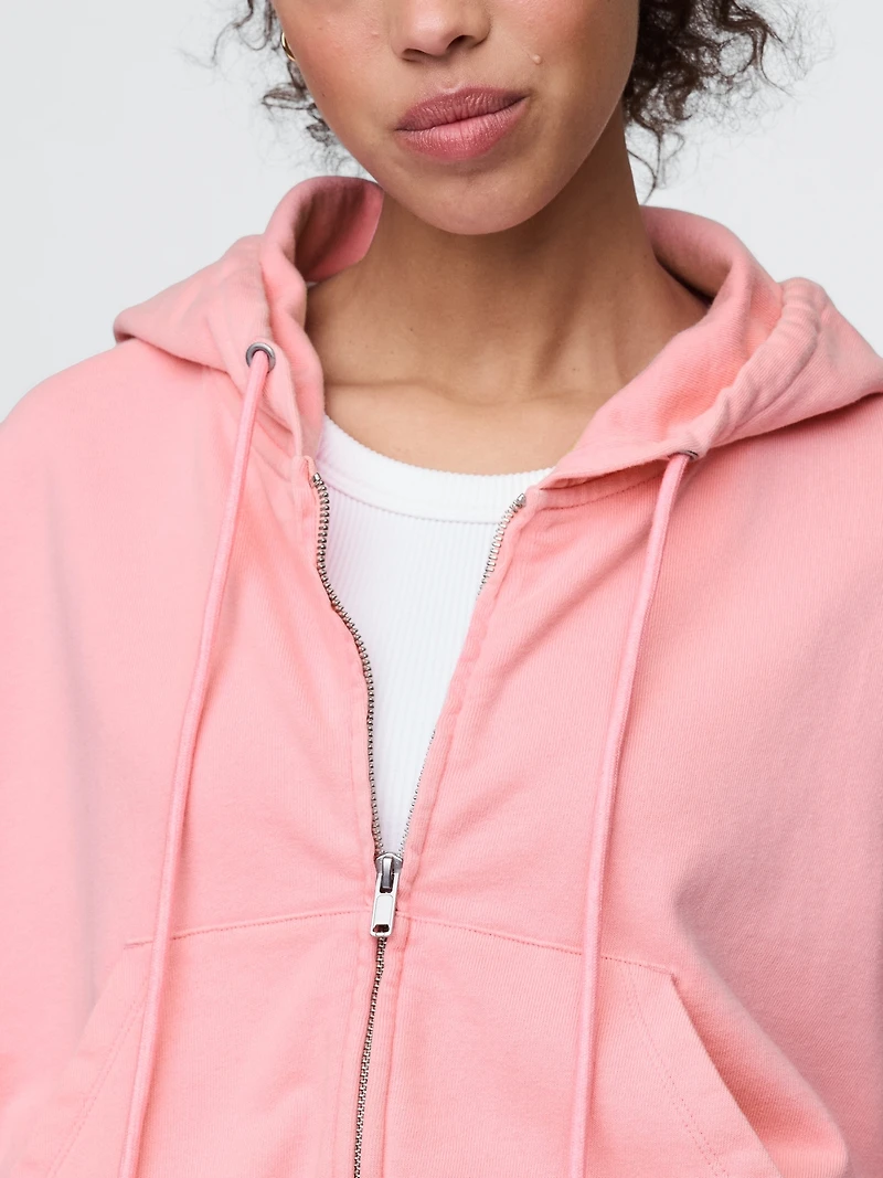 French Terry Oversized Zip Wedge Hoodie