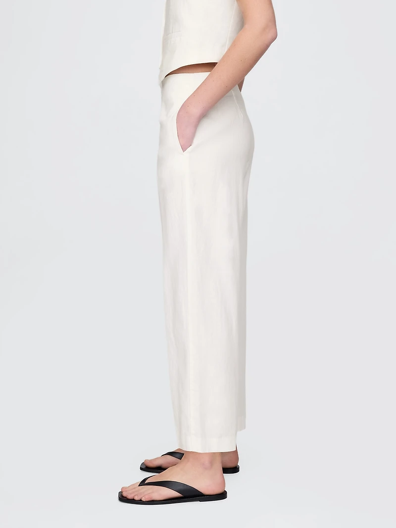 Linen-Blend Relaxed Straight Ankle Pants