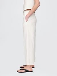 Linen-Blend Relaxed Straight Ankle Pants