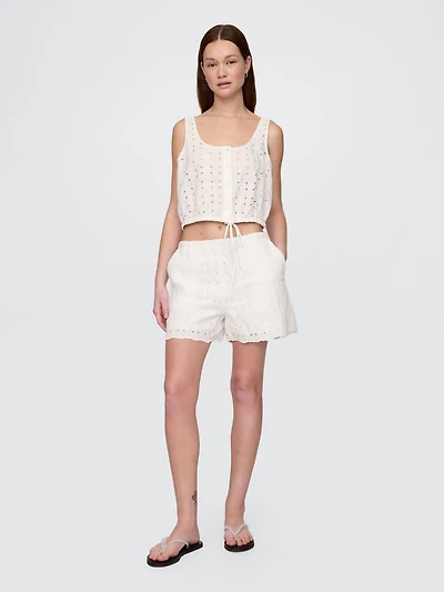 High Rise Eyelet Easy Shorts