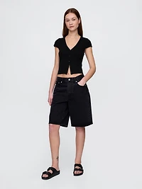Cropped Rib Cardigan