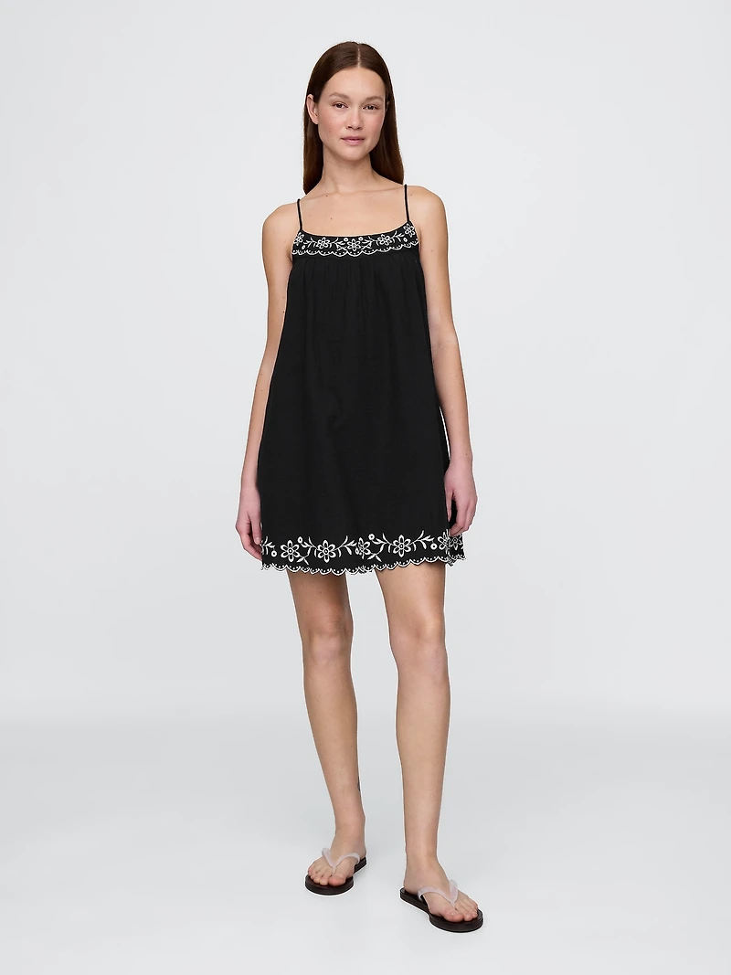 Cotton Gauze Embroidered Swing Dress