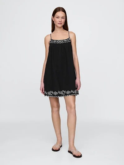 Cotton Gauze Embroidered Swing Dress