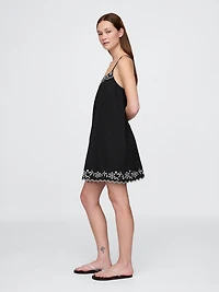 Cotton Gauze Embroidered Swing Dress