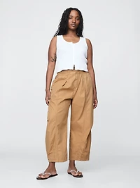 Mid Rise Twill Barrel Pants