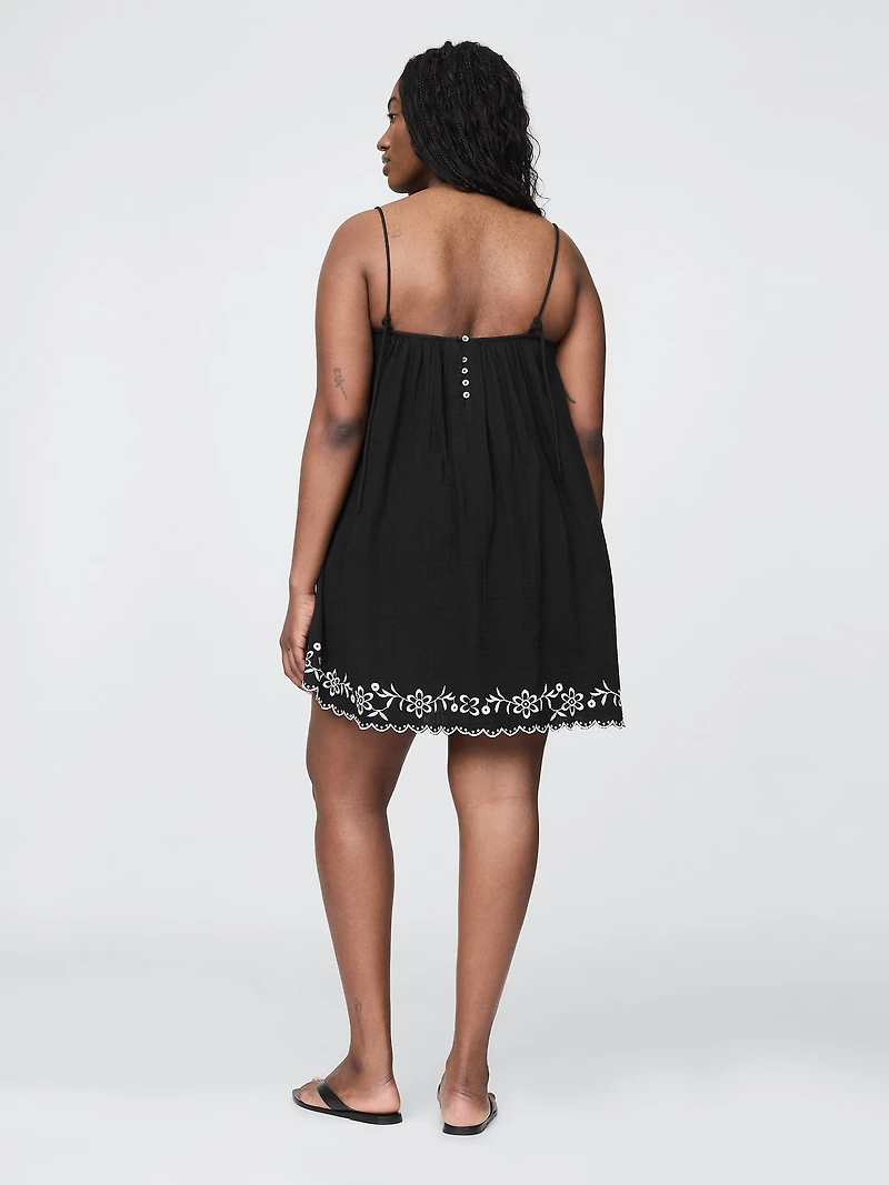 Cotton Gauze Embroidered Swing Dress