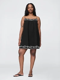 Cotton Gauze Embroidered Swing Dress