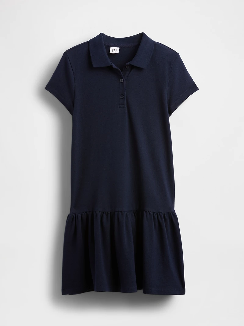 Kids Uniform Drop-Waist Polo Shirt Dress