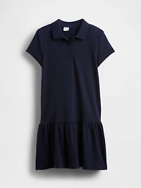 Kids Uniform Drop-Waist Polo Shirt Dress