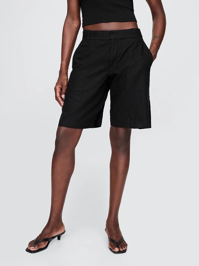 365 Low Rise Linen-Blend Trouser Shorts