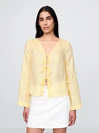 100% Linen Tie-Front Shirt