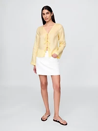 100% Linen Tie-Front Shirt