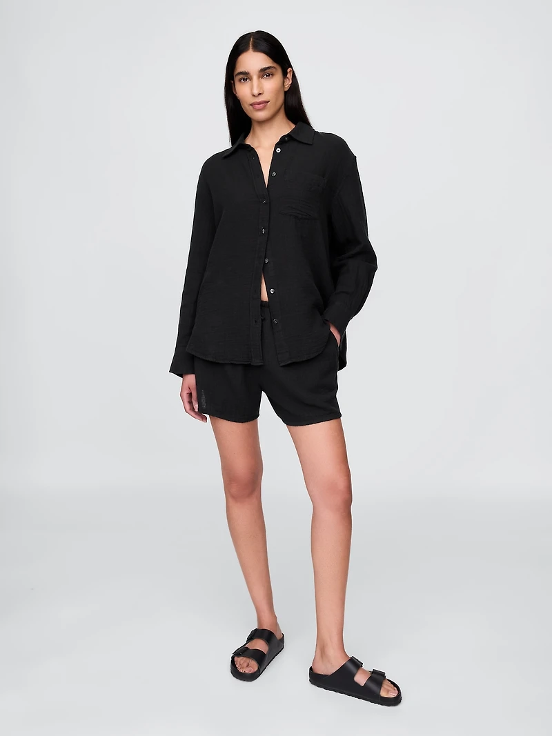 Cotton Gauze Button-Down Shirt