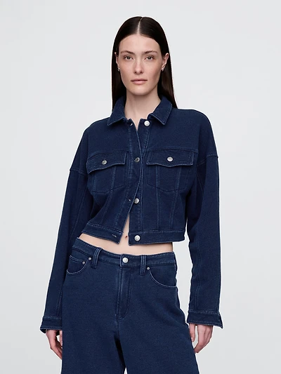 French Terry Icon Denim Crop Jacket