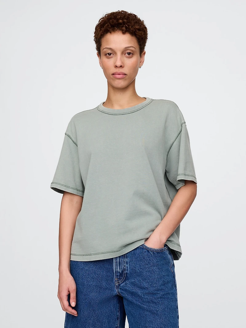 T-shirt court en tissu épais