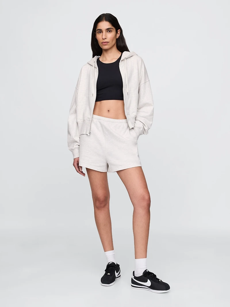 French Terry Oversized Zip Wedge Hoodie