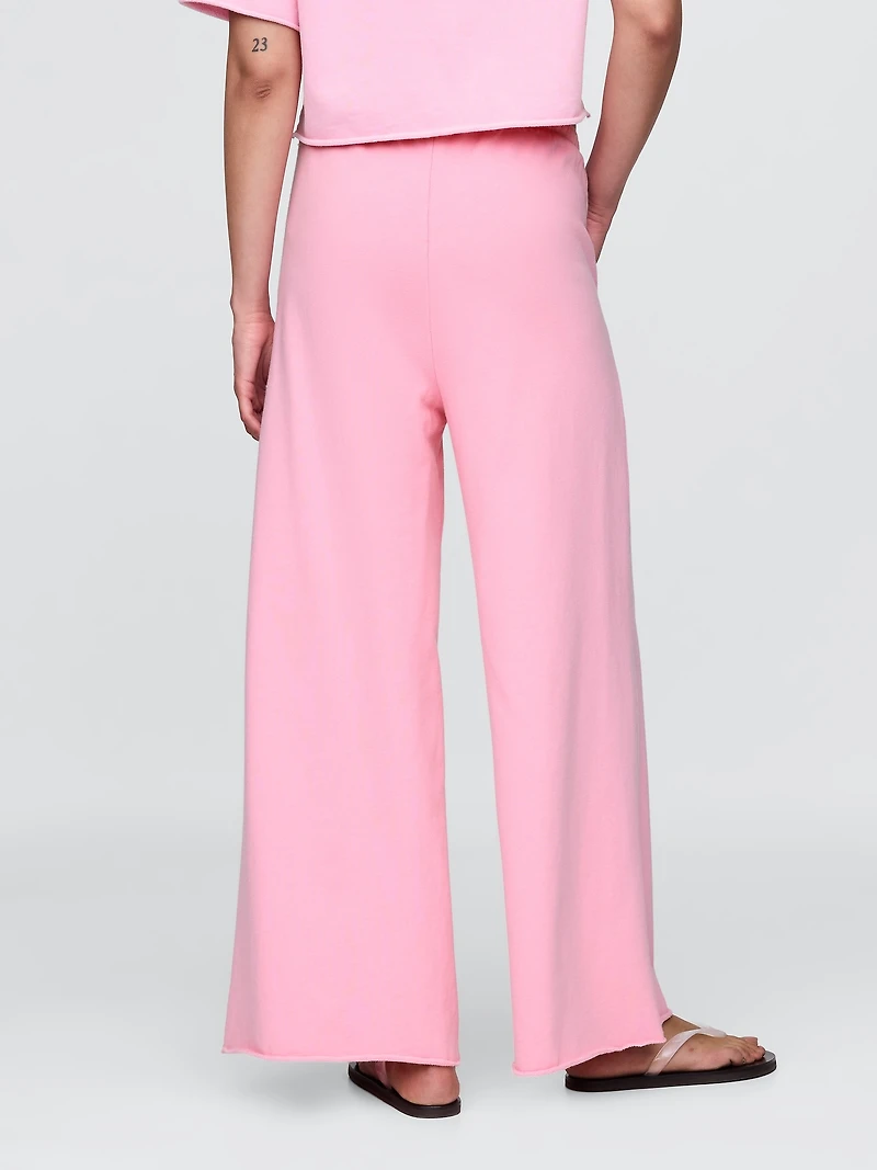 French Terry Wide-Leg Rolled-Hem Sweatpants