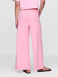 French Terry Wide-Leg Rolled-Hem Sweatpants