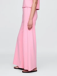 French Terry Wide-Leg Rolled-Hem Sweatpants