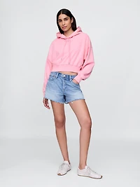 French Terry Oversized Crop Hoodie