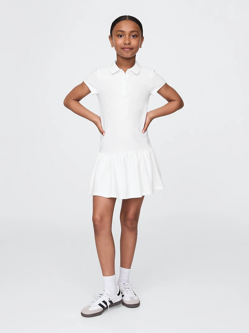 Kids Uniform Drop-Waist Polo Shirt Dress