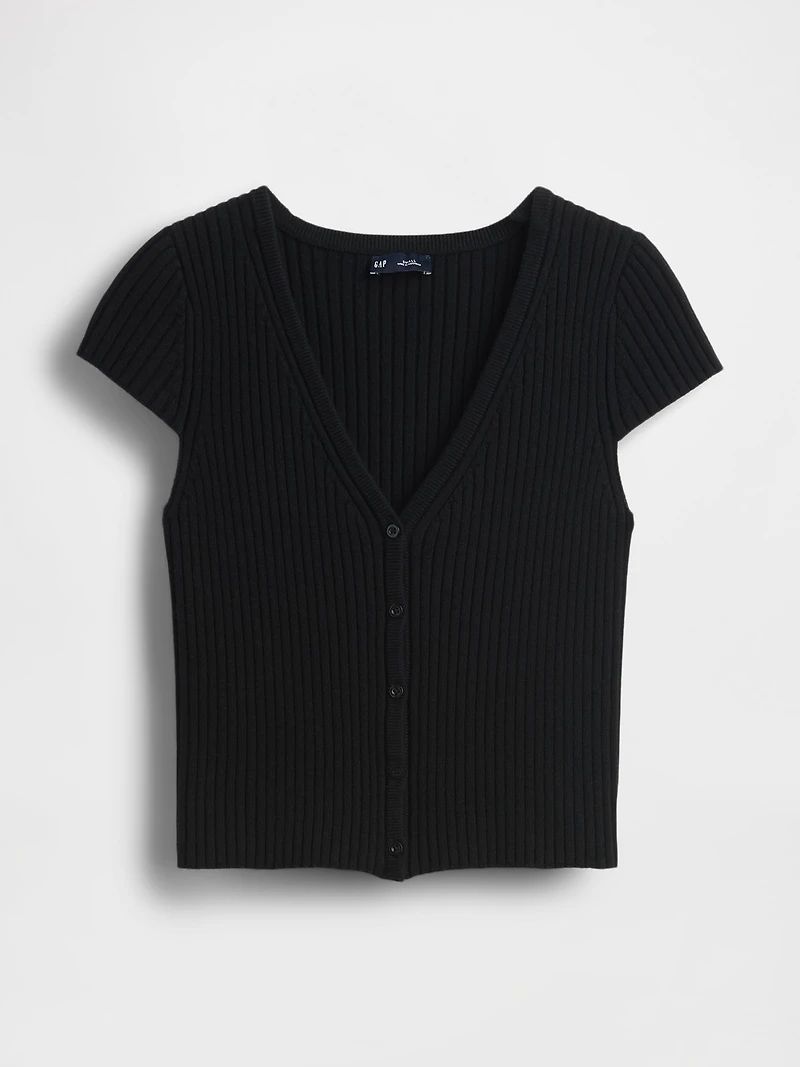 Cropped Rib Cardigan