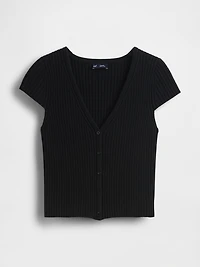 Cropped Rib Cardigan