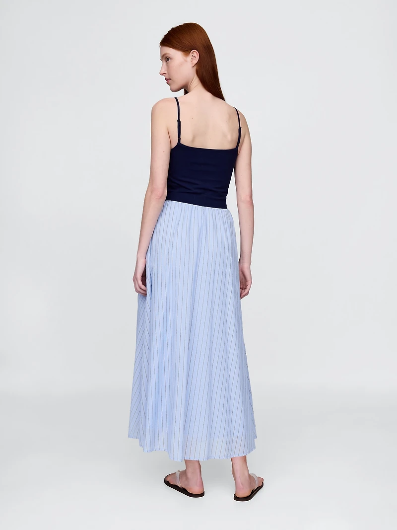 Compact Jersey Mixed Media Maxi Dress