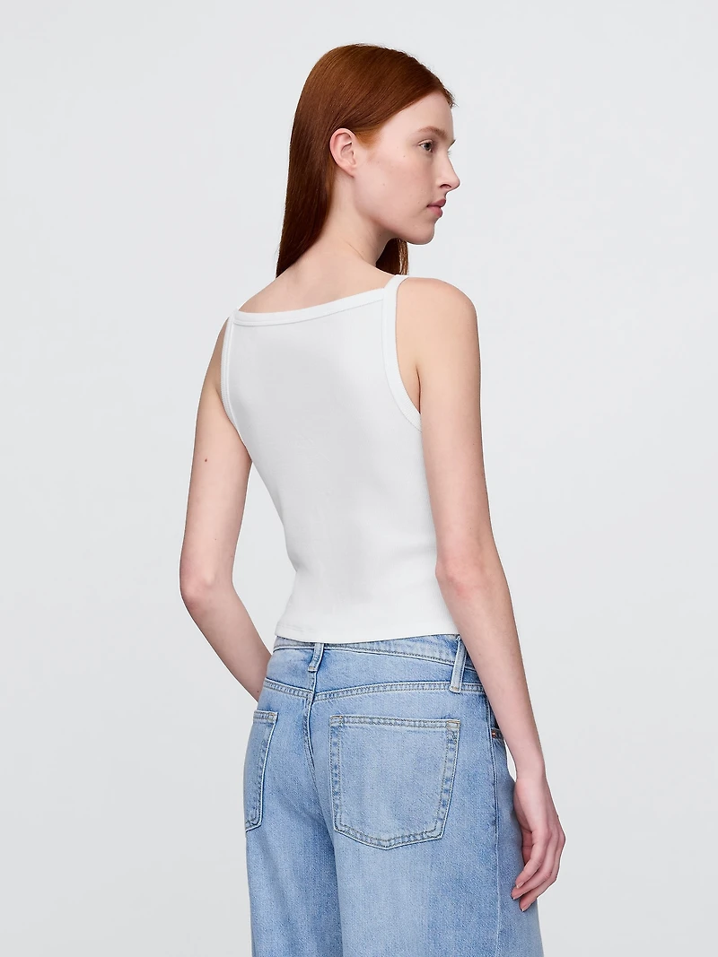 Modern Apron-Neck Crop Tank Top
