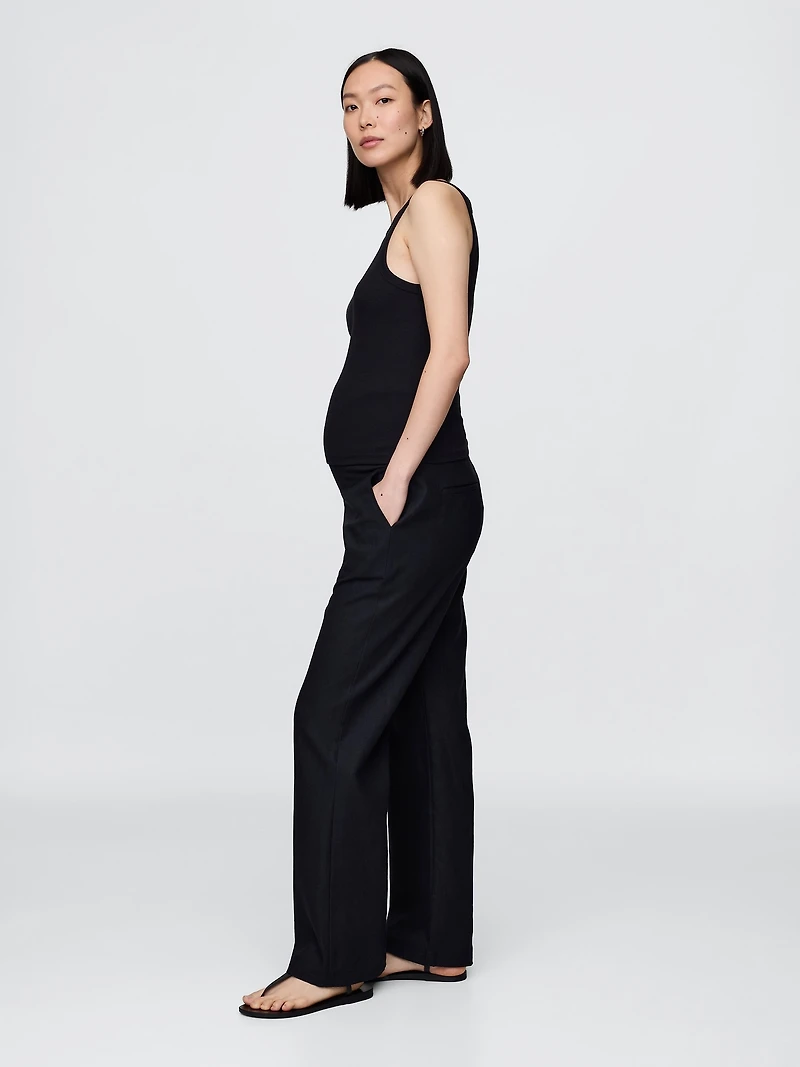 Maternity Full Panel Linen-Blend Pants